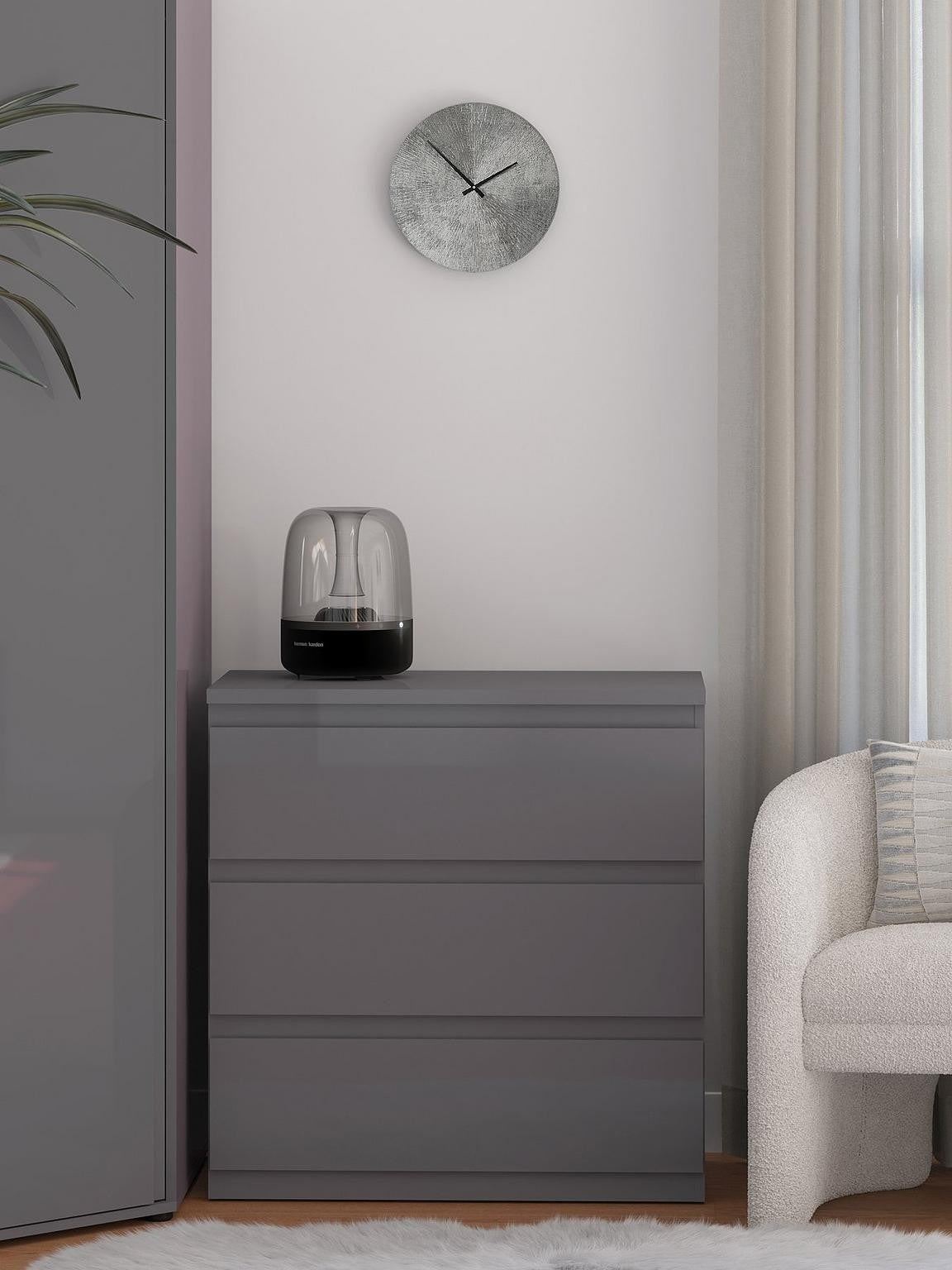 Layton Gloss 3 Drawer Chest Handle Free Design High Gloss Finish