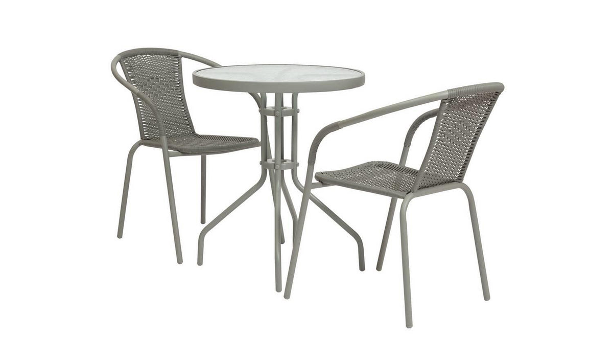 2 Seater Rattan Effect Garden Bistro Set Patio Outdoor
