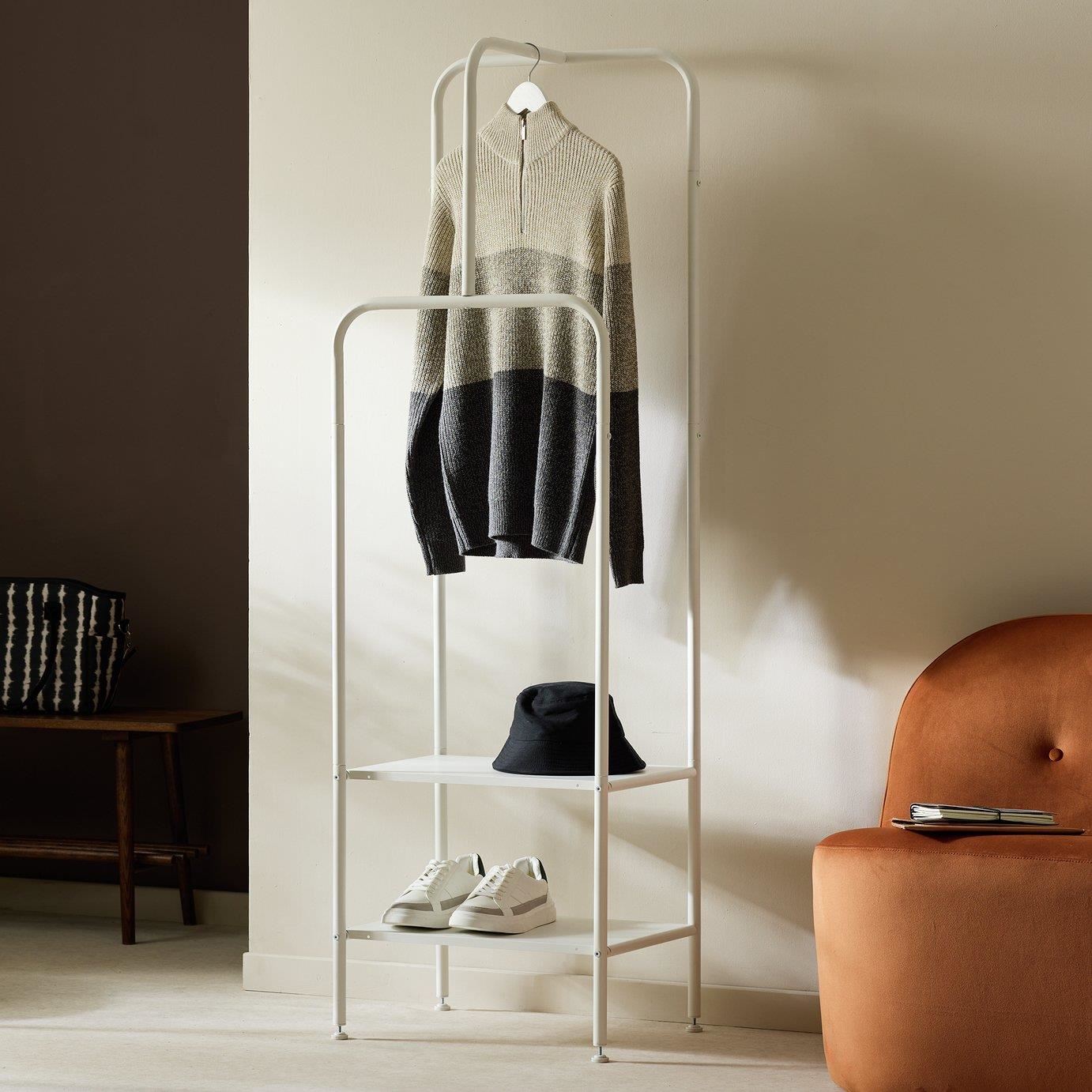 Milah Double Clothes Rail Garment Rail Wardrobe Storage Organiser