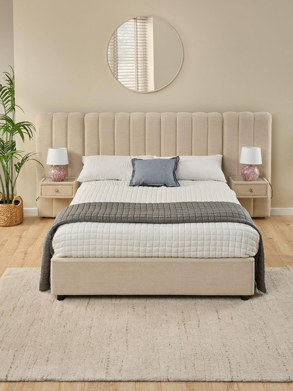 Amaya Double Bed Built Side Tables & Drawers No Mattress