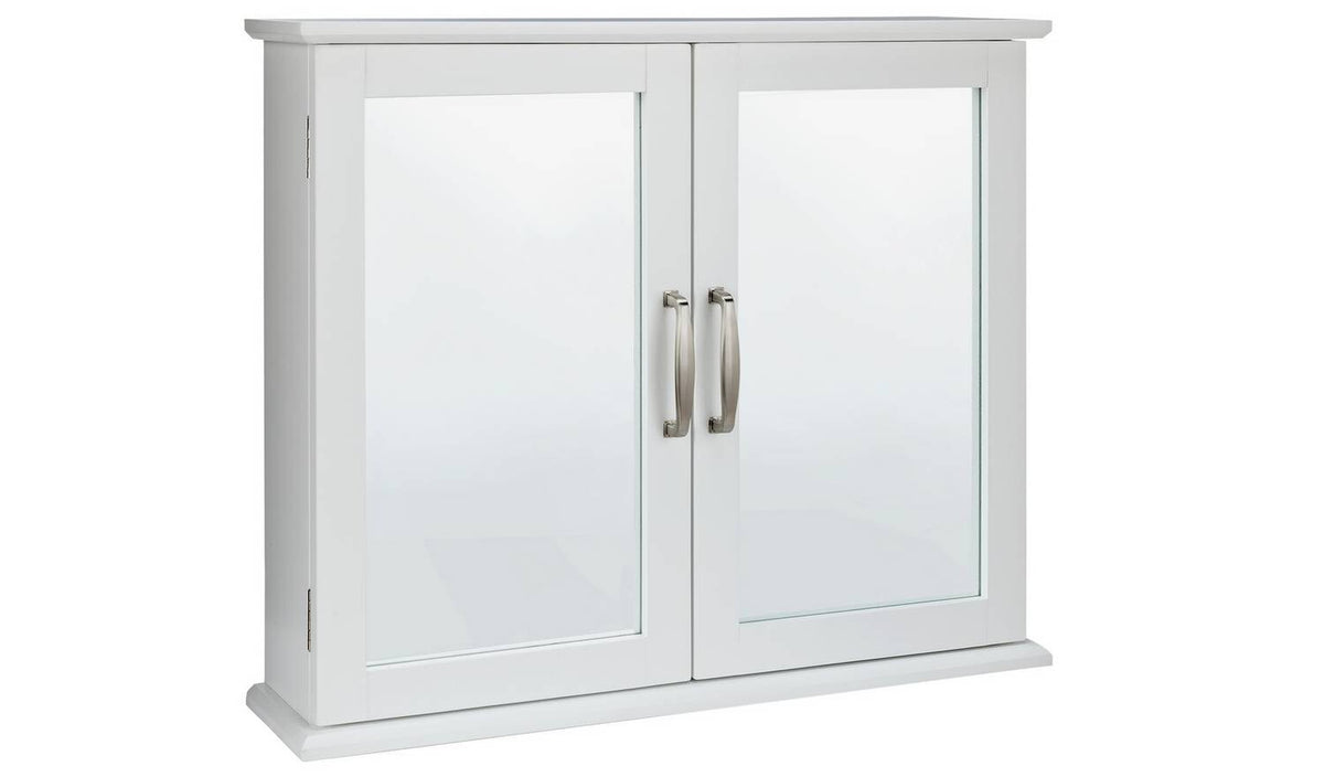 Tongue & Groove 2 Door Mirrored Cabinet Storage Organiser Bathroom