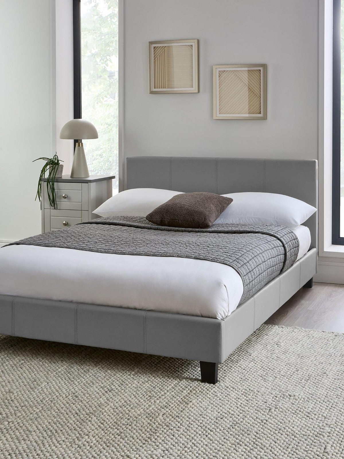 Marston Faux Leather Bed Frame Small Double Padded Headboard Modern