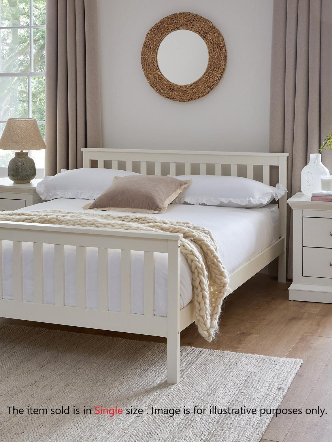 Dawson Wooden Bed Frame Single Pine Slatted Headboard Cottage