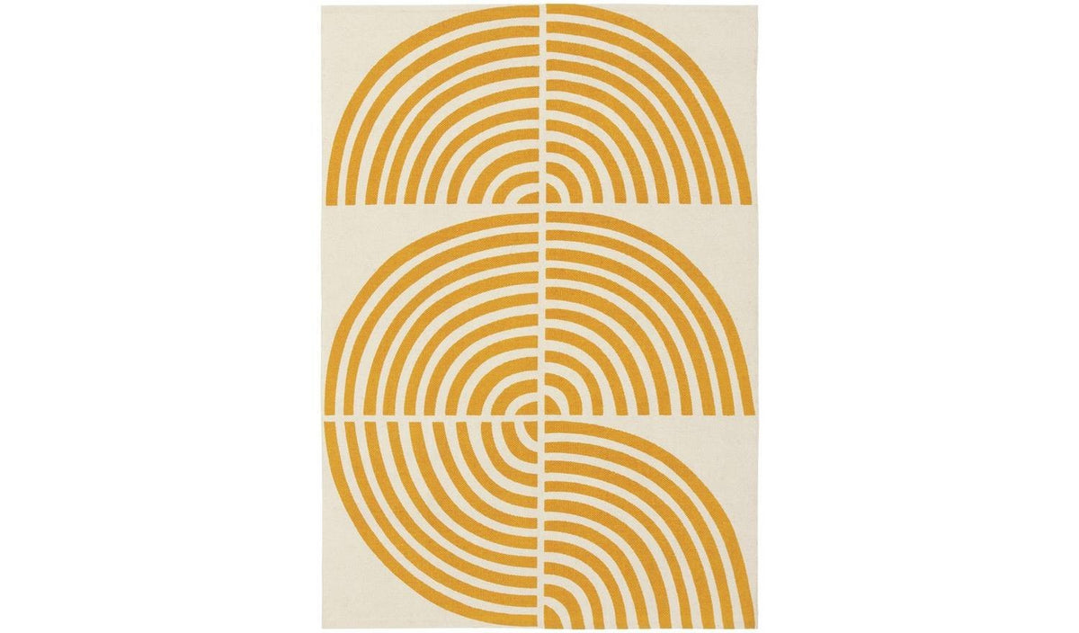 Global Swirl Yellow Cotton Flatweave Rug 120X170cm Patterned Living Room