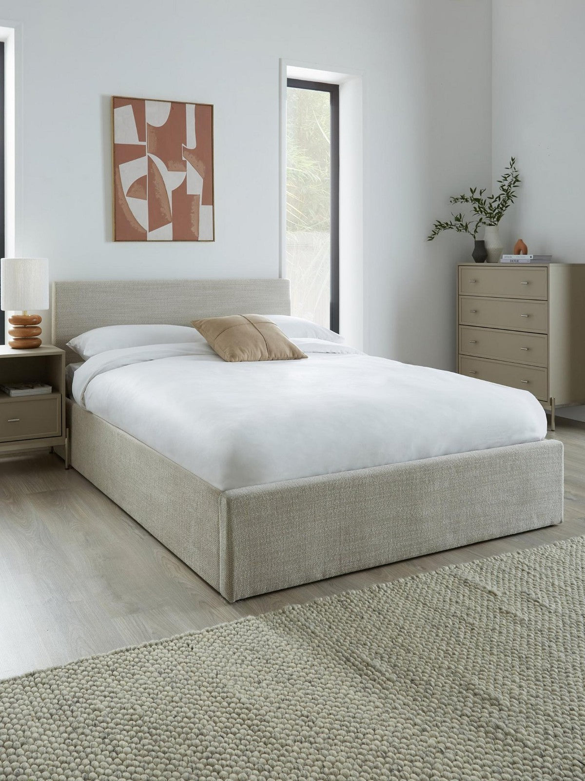 Porto End Lift Up Storage Ottoman King Bed Fabric Bedroom Furniture UK