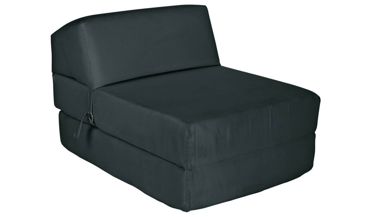 Kaikoo Single Fabric Chairbed Jet Black Space Saving Foldable Design