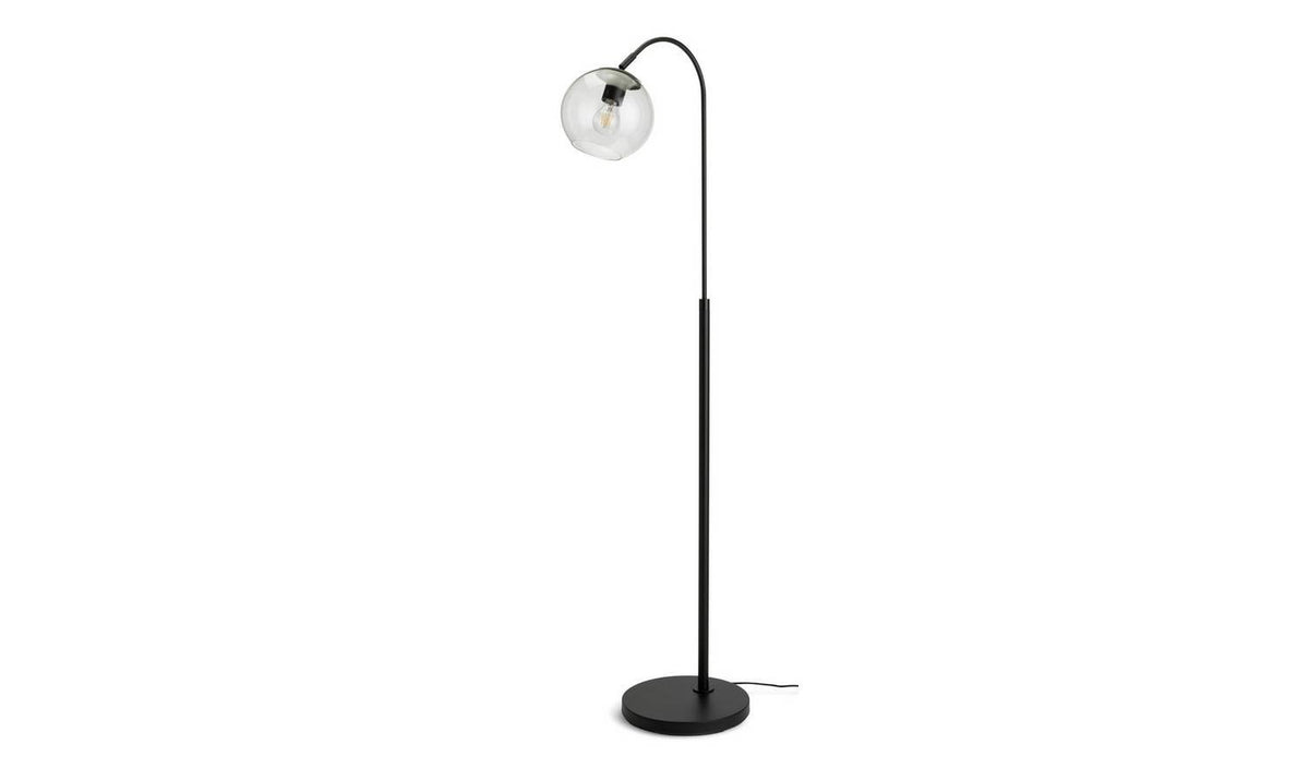 Coleman Glass Shade Metal Floor Lamp Matte Black Modern Reading Light