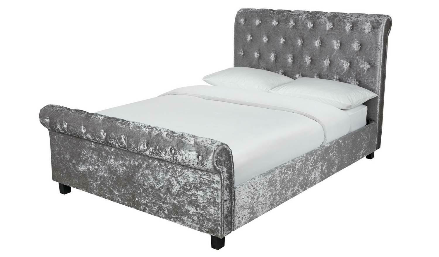 Penelope Crushed Velvet Kingsize Bed Luxurious Bedroom