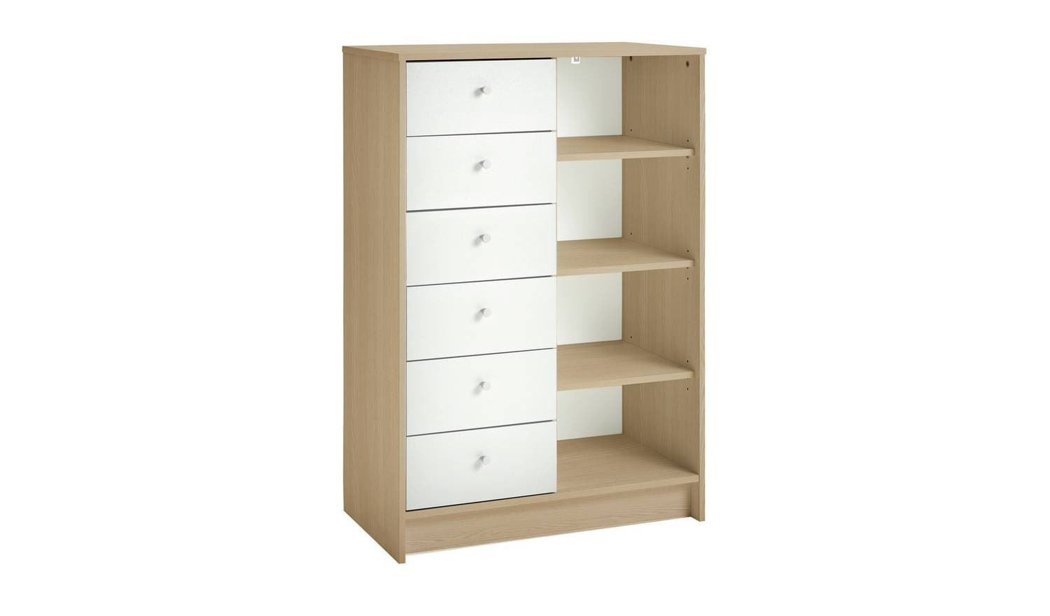 Malibu 6 Drawer Chest & Oak Bedroom Storage Organiser