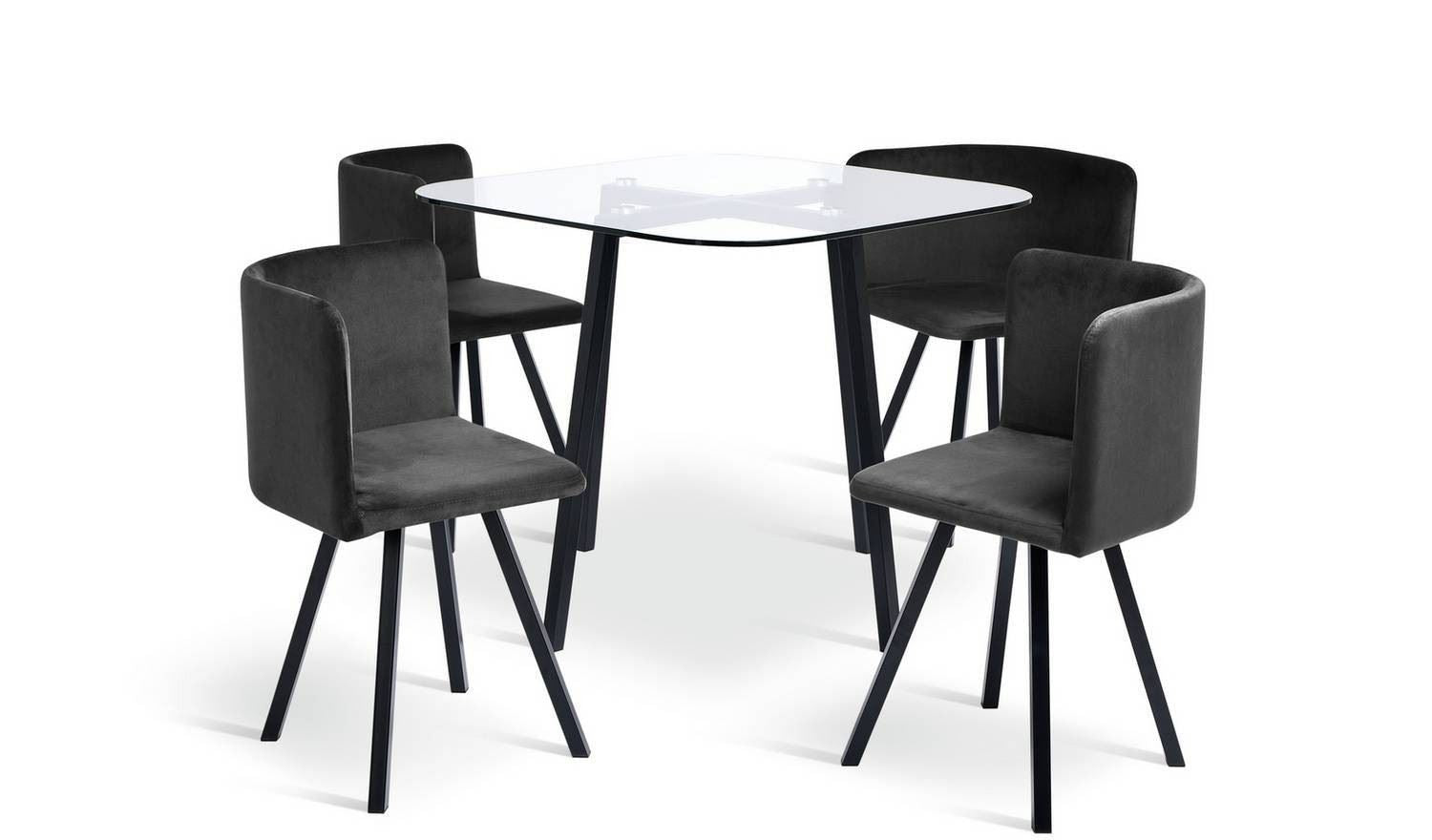 Elsie Dining Table & 4 Charcoal Chairs Modern Kitchen Set