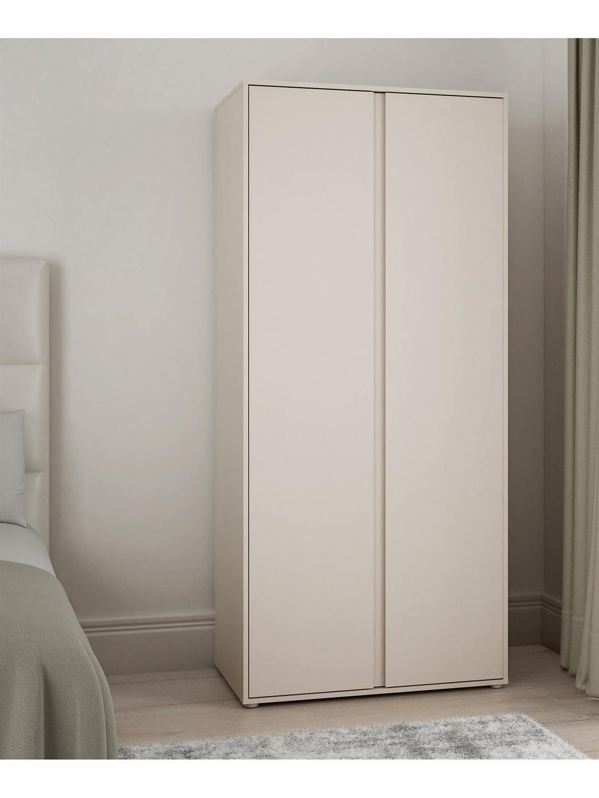 Lisson 2 Door Wardrobe Oatmeal Bedroom Storage Space Saving