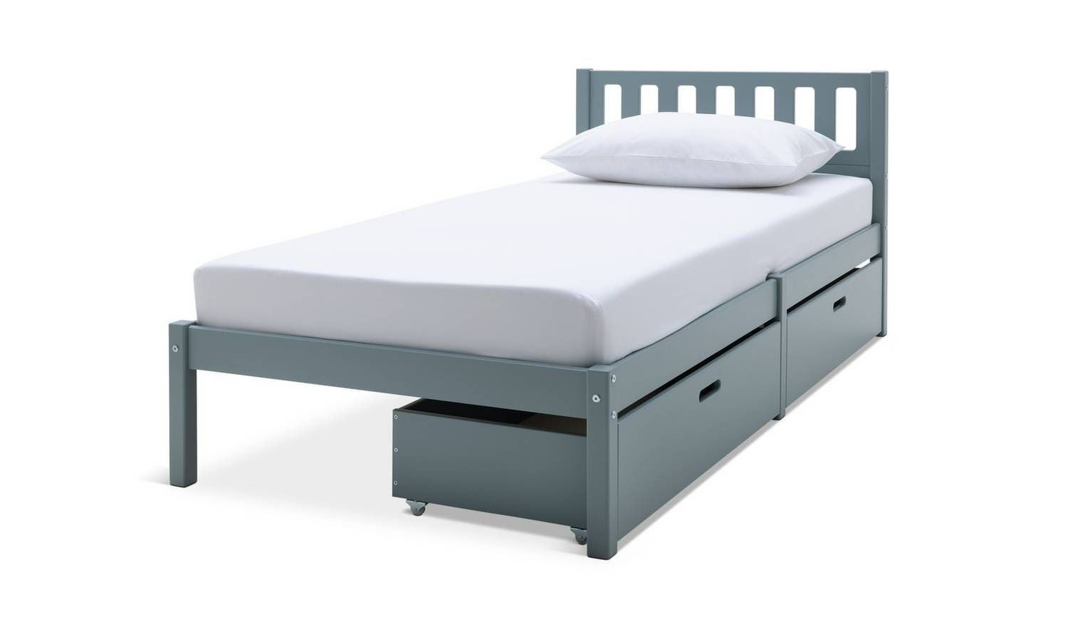 Ronnie Single Bed Frame with Drawer in Duck Egg Blue