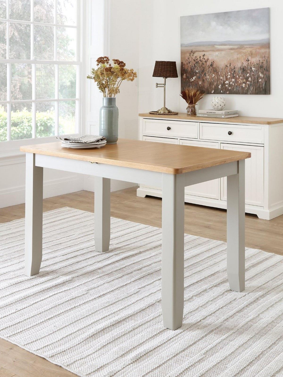 Malone 1.2m to 1.6m Extending Dining Table Acacia Wood Effect
