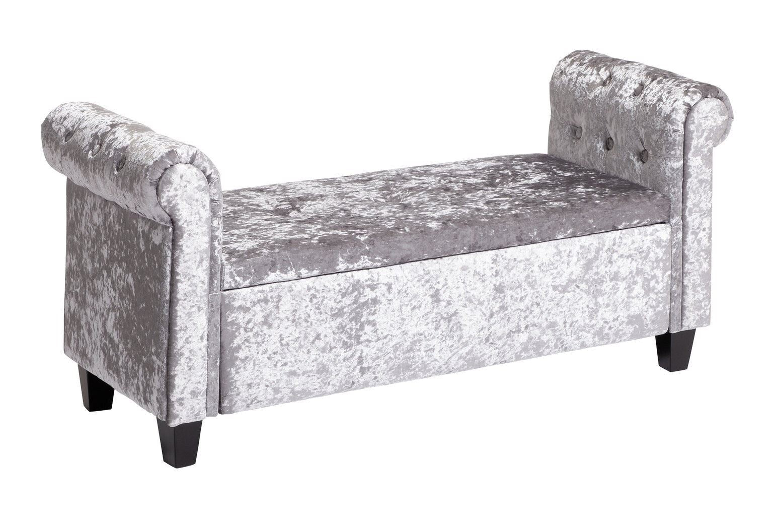 Crushed Velvet Ottoman Storage Footstool Living Room