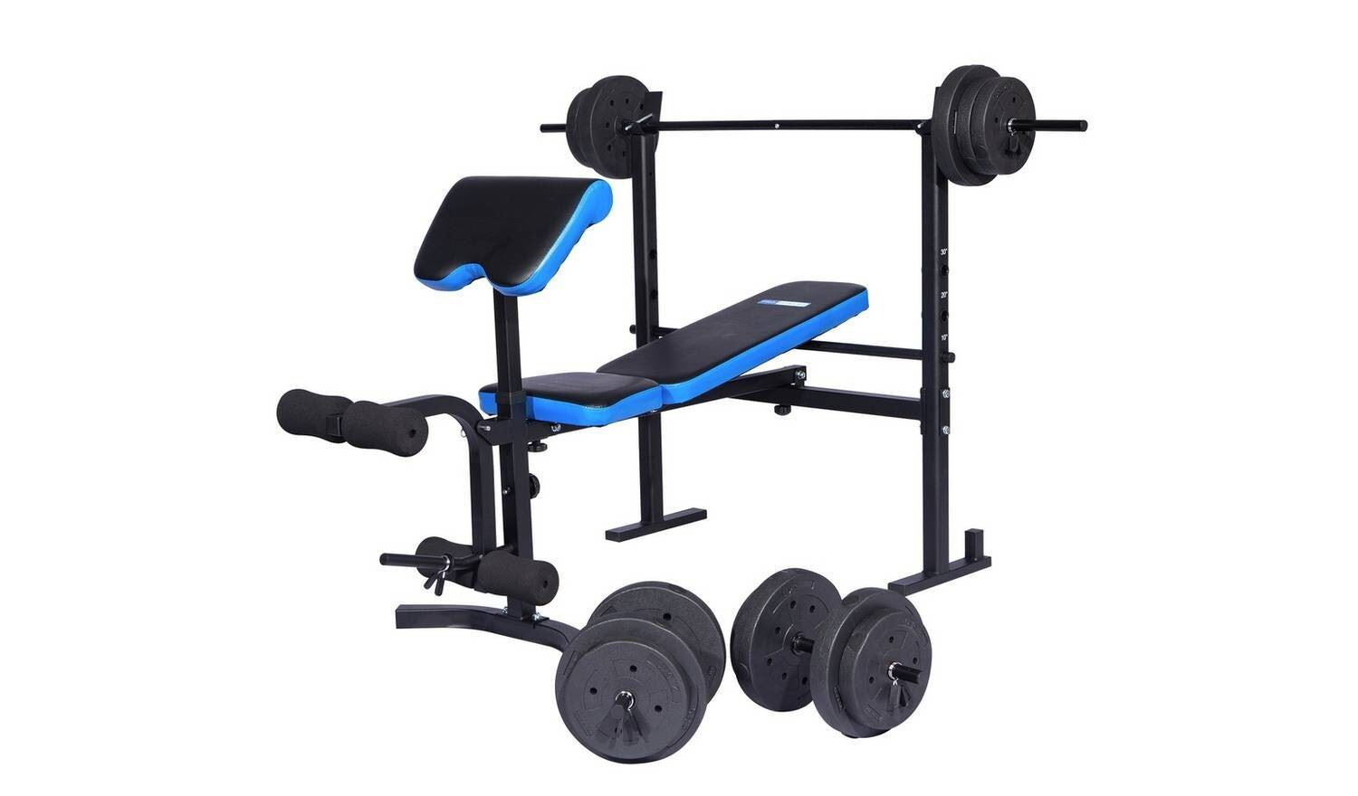 Pro Fitness Folding Workout Bench Weight Package Home Gym