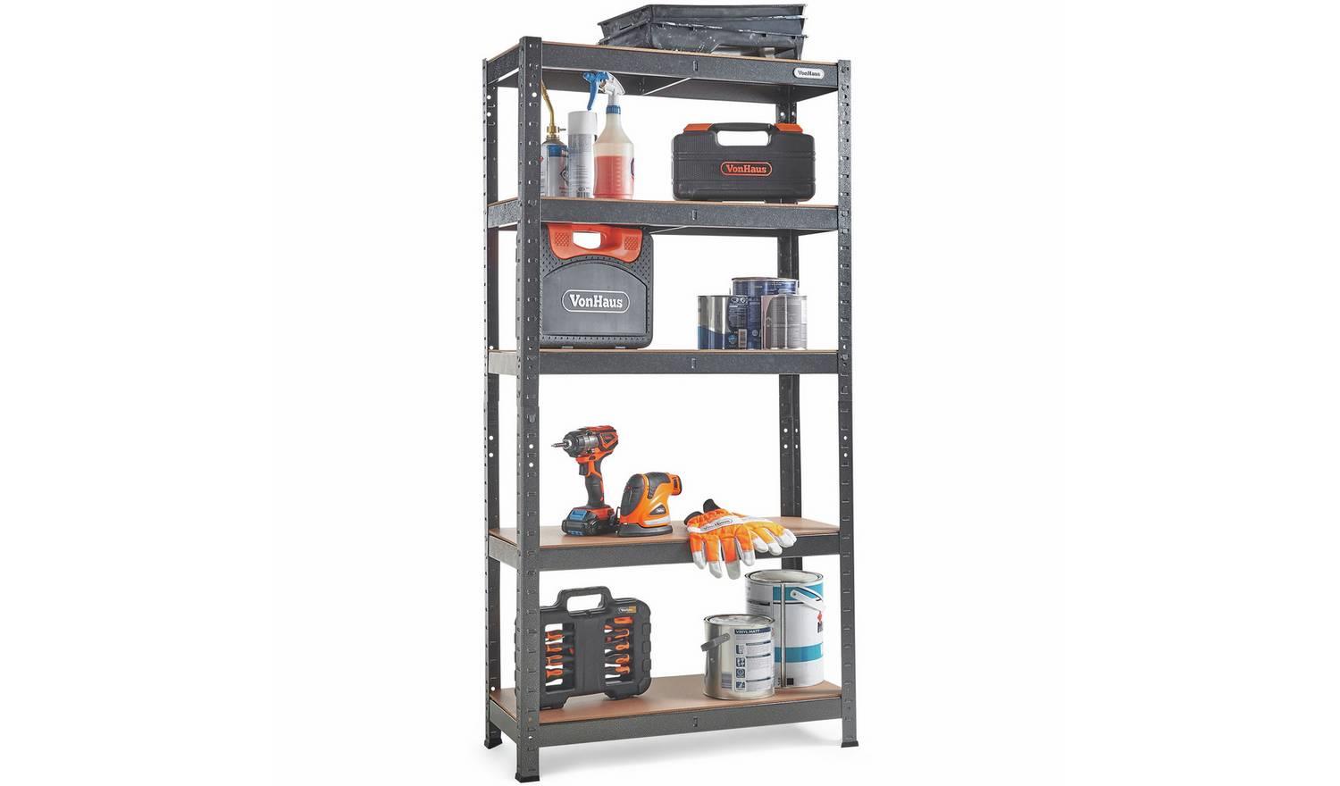 VonHaus 5 Tier Heavy Duty Shelving Unit Steel Garage Workshop