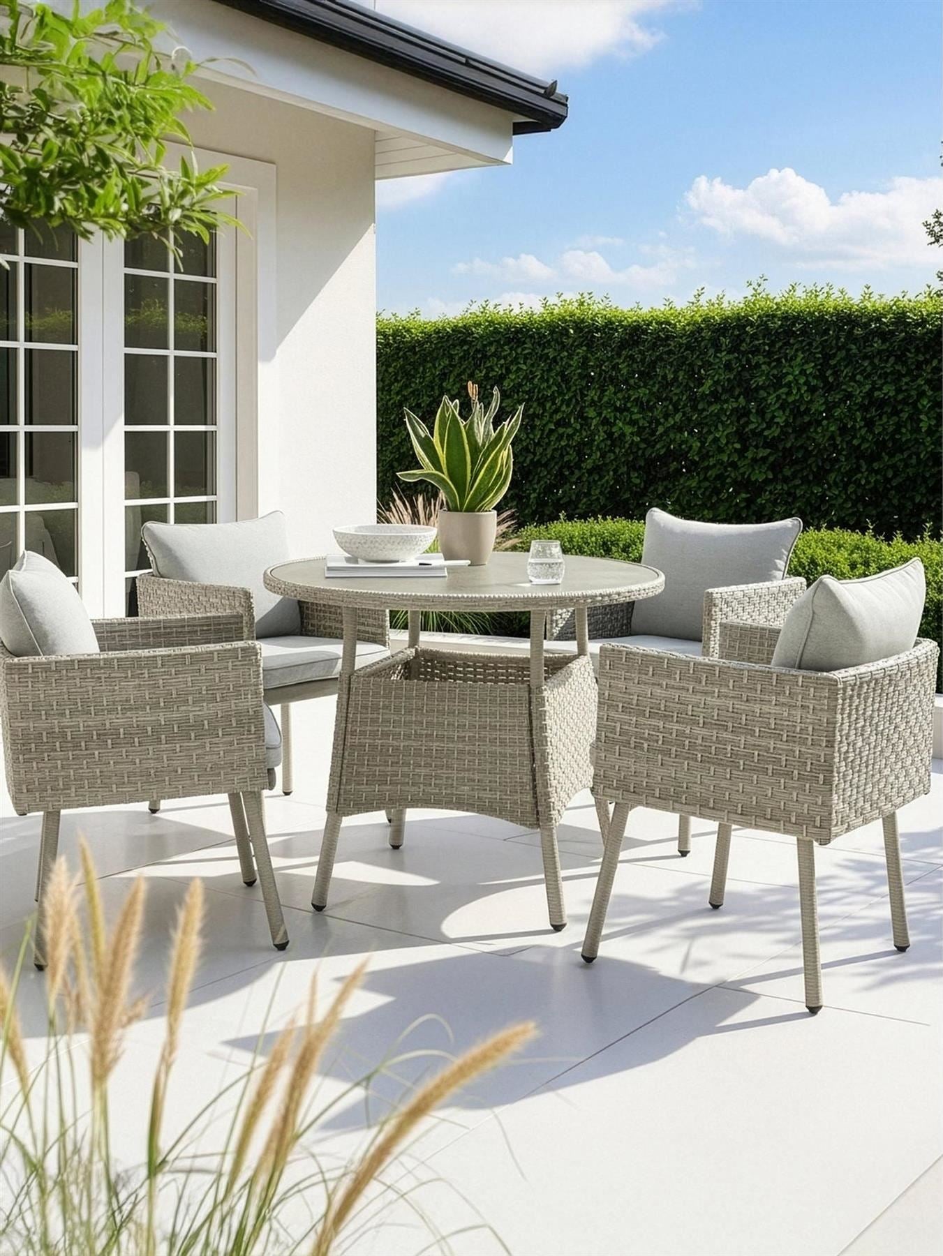 Antigua 4 Seater Dining Set Garden Patio Table Chairs