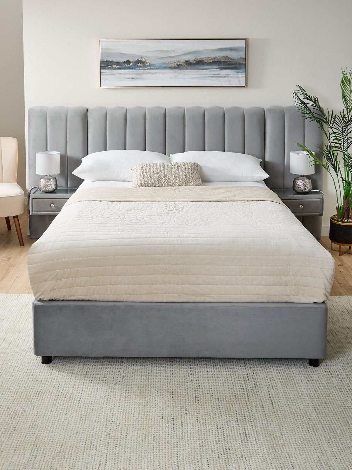 Amaya Double Bed Frame Built Side Tables Modern Storage Solution