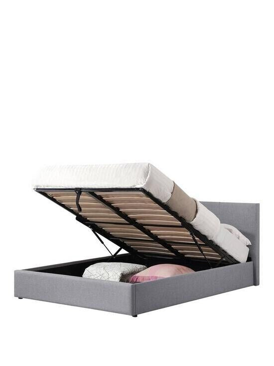 Rialto Ottoman King Bed Light Grey Spacious Stylish Bed Frame