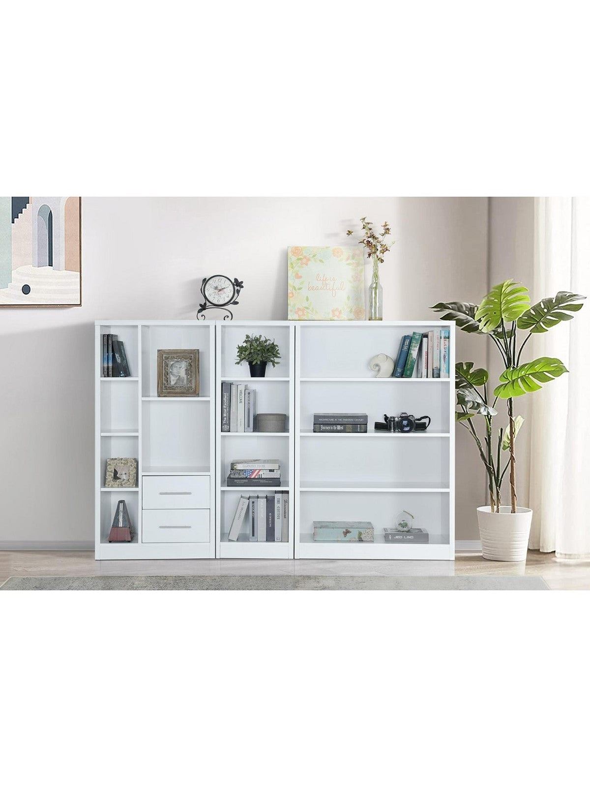 Metro 3 Piece Storage Bookcase Package Modular Shelving