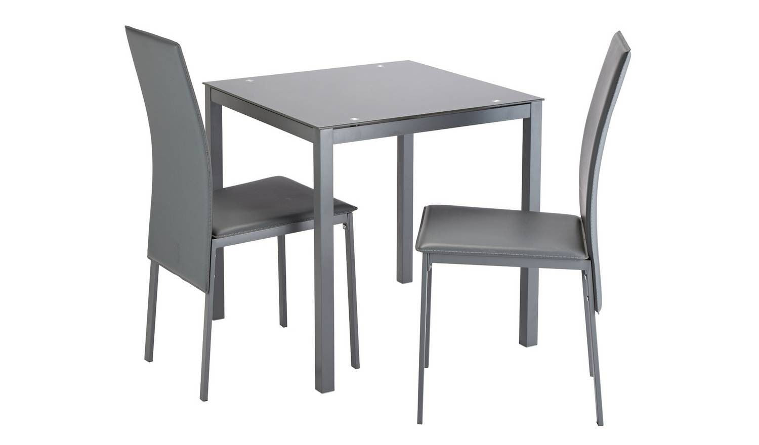 Lido Dining Table & 2 Chairs Glass Compact Modern Design
