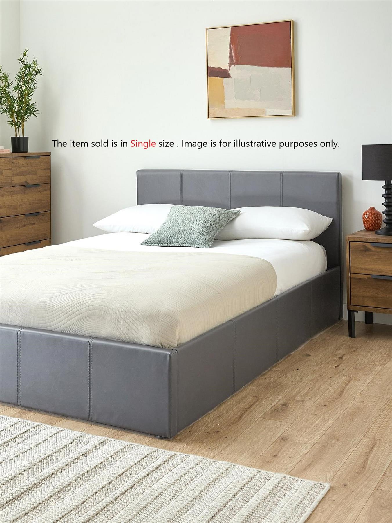 Marston Faux Leather Side Lift Up Storage Ottoman Single Bed UK