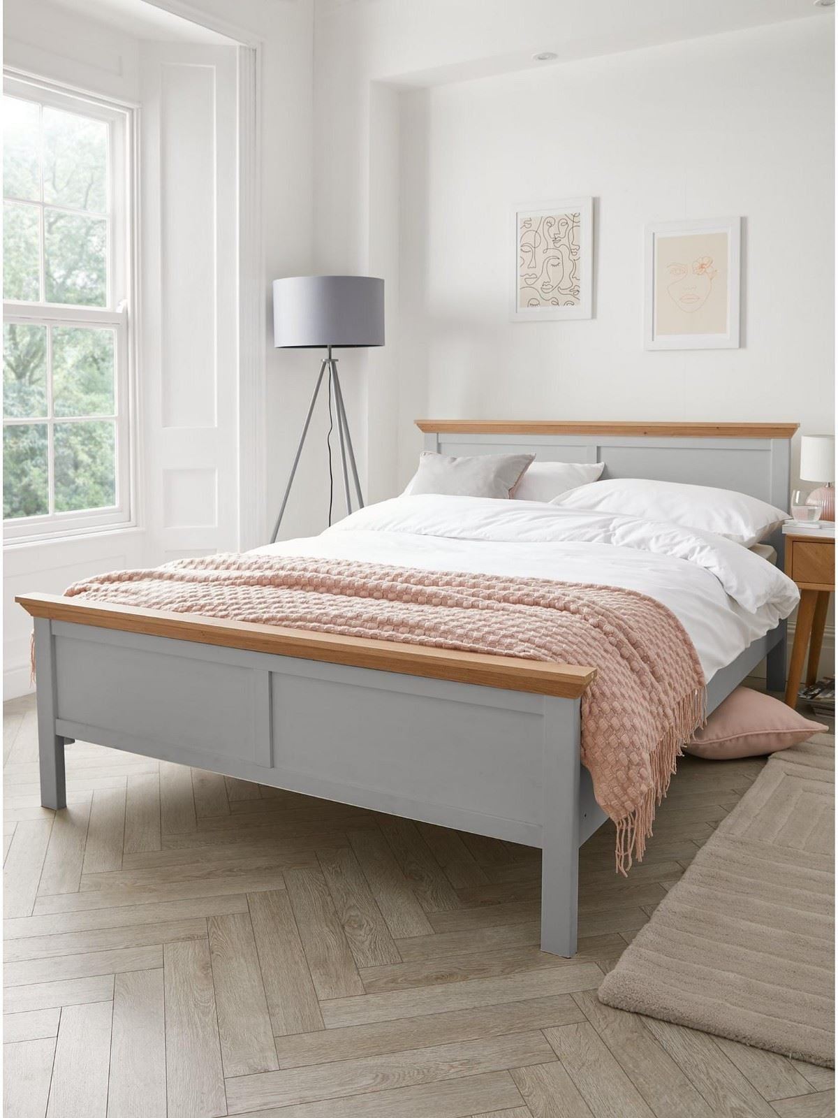 Hanna Bed Frame Double Traditional Cottage Style Oak Effect