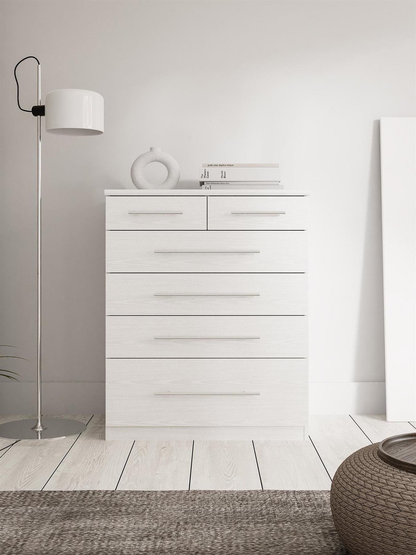 Prague 4 + 2 Chest Drawers Ash Storage Organiser Bedroom