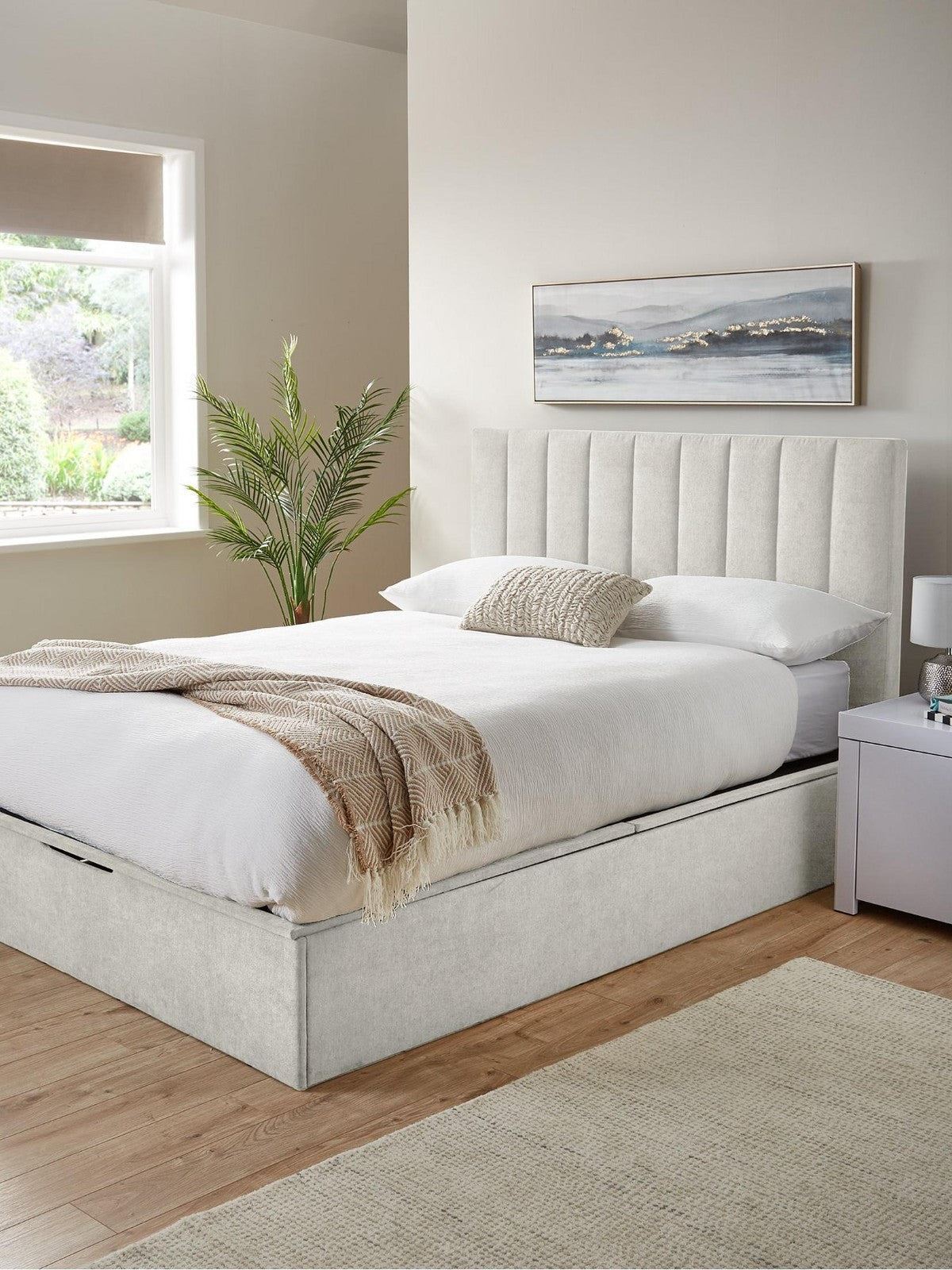 Nova End Lift Storage Ottoman Bed Double Upholstered Hydraulic Lift
