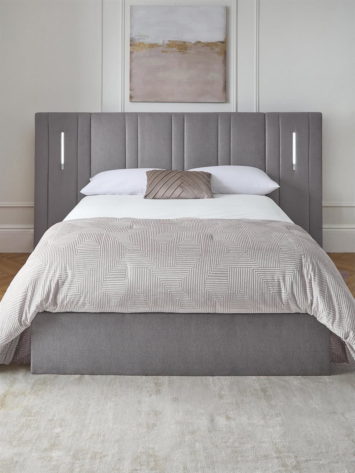Hera End Lift Up Storage Ottoman Double Bed Frame LED Lights