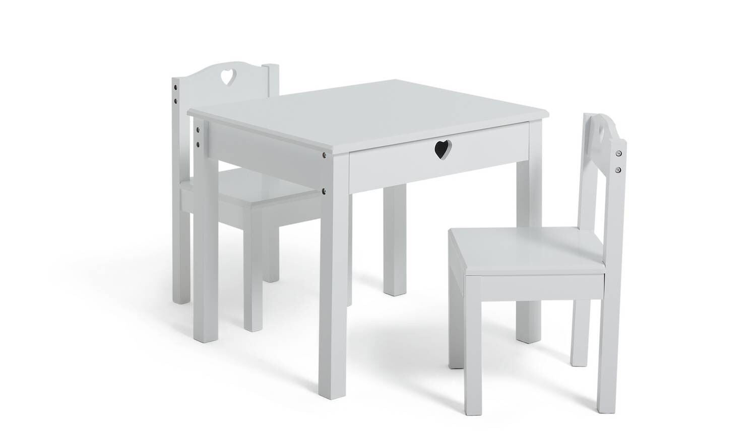 Mia Kids Table & 2 Chairs White Childrens Activity Furniture Set