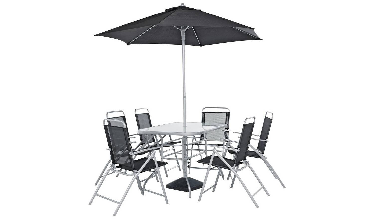 Pacific 6 Seater Folding Metal Patio Set Garden Dining