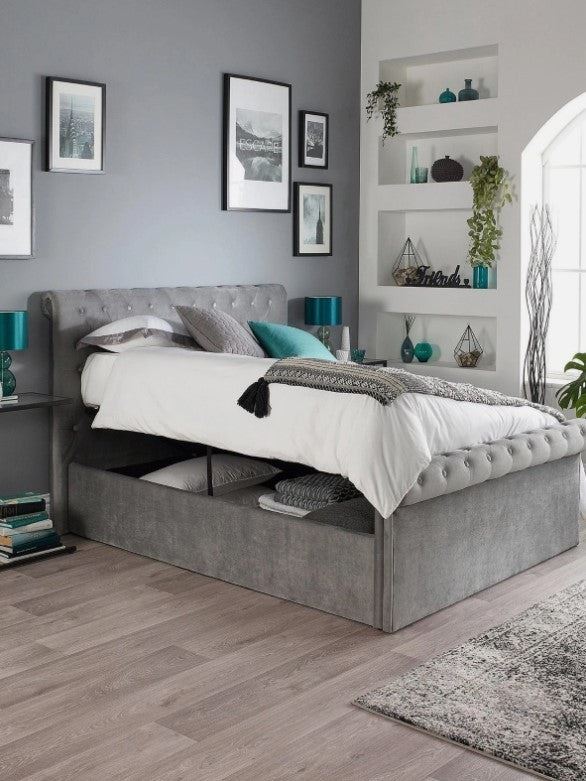 Aspire Chesterfield Superking Side Lift Ottoman Bed Linen Upholstered