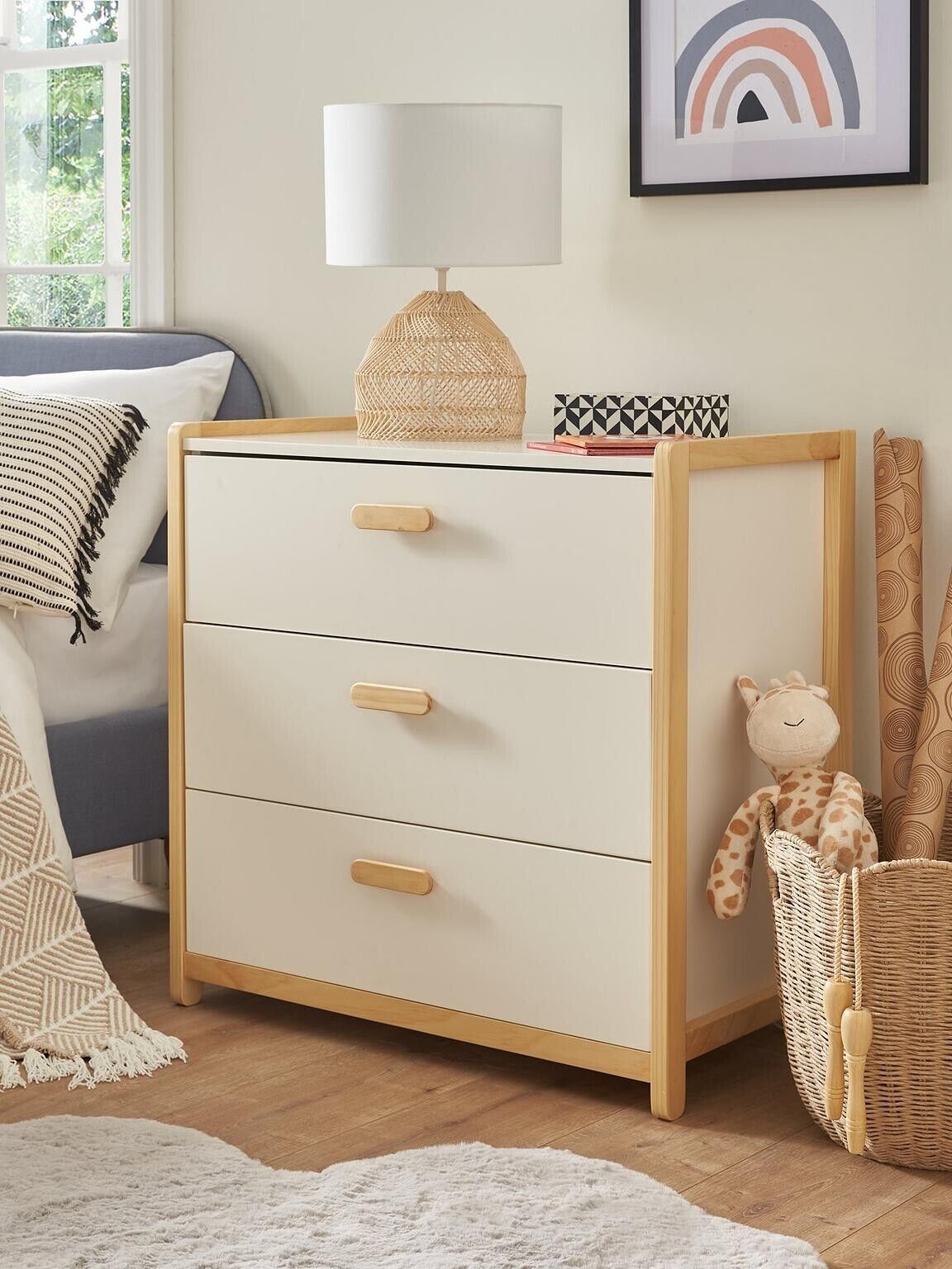 Pixie Solid Pine 3 Drawer Chest & Pine Bedroom