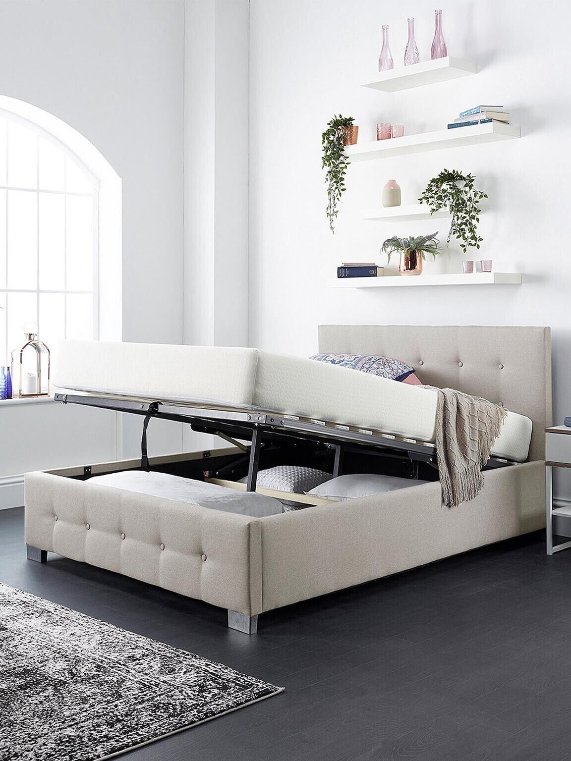 Aspire End Lift Up Linen Ottoman King Bed Elegant Spacious Bedroom