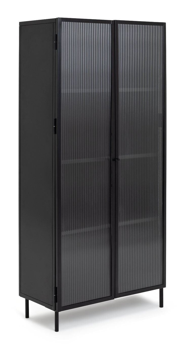 Morillo 2 Door Glass Display Cabinet Modern Living Room Storage